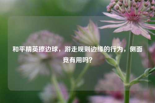 和平精英擦边球，游走规则边缘的行为，侧面竟有用吗？