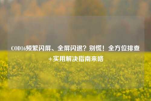 COD16频繁闪屏、全屏闪退？别慌！全方位排查+实用解决指南来咯