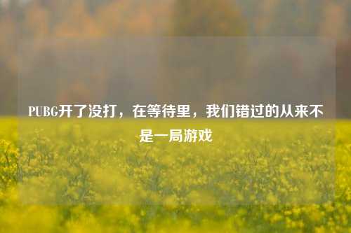 PUBG开了没打，在等待里，我们错过的从来不是一局游戏