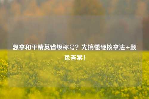 想拿和平精英省级称号？先搞懂硬核拿法+颜色答案！