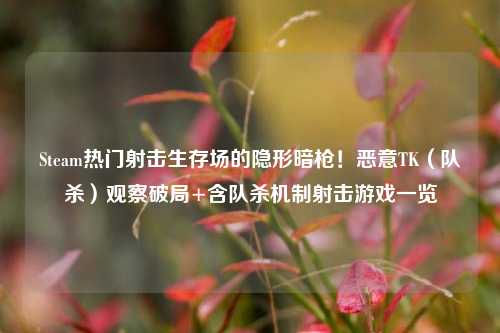 Steam热门射击生存场的隐形暗枪!恶意TK(队杀)观察破局+含队杀机制射击游戏一览