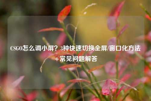 CSGO怎么调小屏？3种快速切换全屏/窗口化方法+常见问题解答