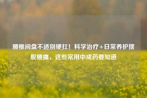 腰椎间盘不适别硬扛！科学治疗+日常养护摆脱腰痛，这些常用中成药要知道