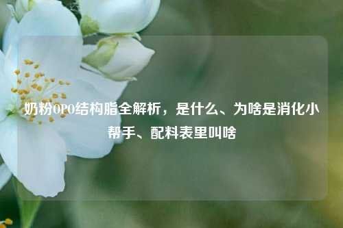 奶粉OPO结构脂全解析，是什么、为啥是消化小帮手、配料表里叫啥
