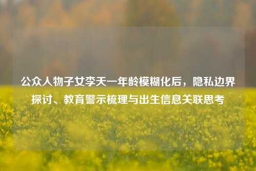 公众人物子女李天一年龄模糊化后，隐私边界探讨、教育警示梳理与出生信息关联思考