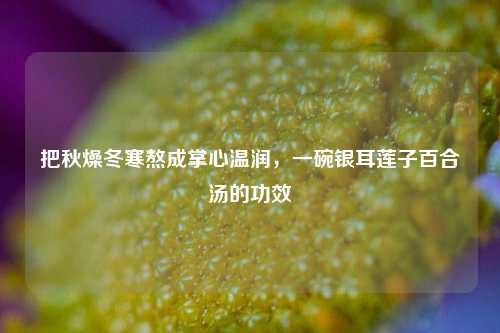 把秋燥冬寒熬成掌心温润，一碗银耳莲子百合汤的功效