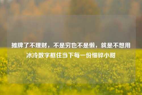 摊牌了不理财，不是穷也不是懒，就是不想用冰冷数字框住当下每一份细碎小甜