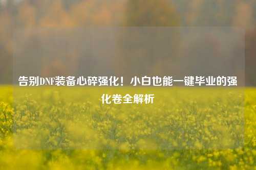 告别DNF装备心碎强化！小白也能一键毕业的强化卷全解析