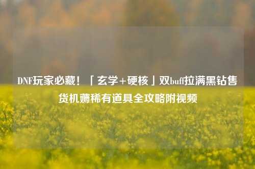 DNF玩家必藏！「玄学+硬核」双buff拉满黑钻售货机薅稀有道具全攻略附视频