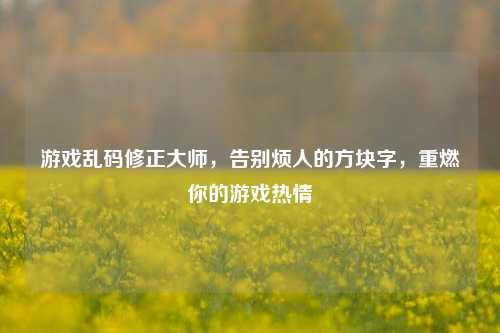 游戏乱码修正大师，告别烦人的方块字，重燃你的游戏热情