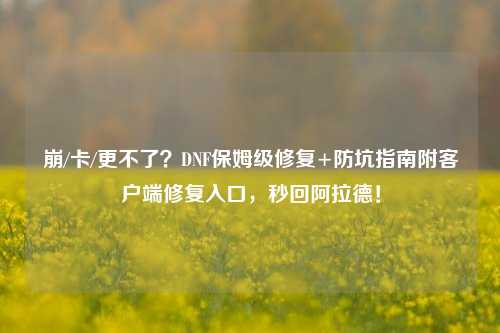 崩/卡/更不了？DNF保姆级修复+防坑指南附客户端修复入口，秒回阿拉德！